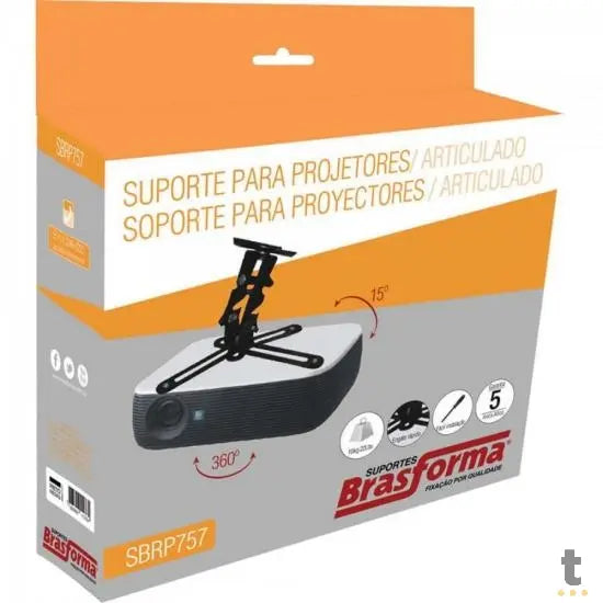 Suporte de Teto Para Projetor Oberon C/ Rotação 180º Preto - OR-SP102 Truedata