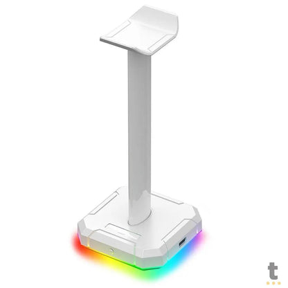 Suporte p/ Headset RGB Scepter Lunar White Redragon C/ 4 Portas Usb Branco - HA300-W Truedata