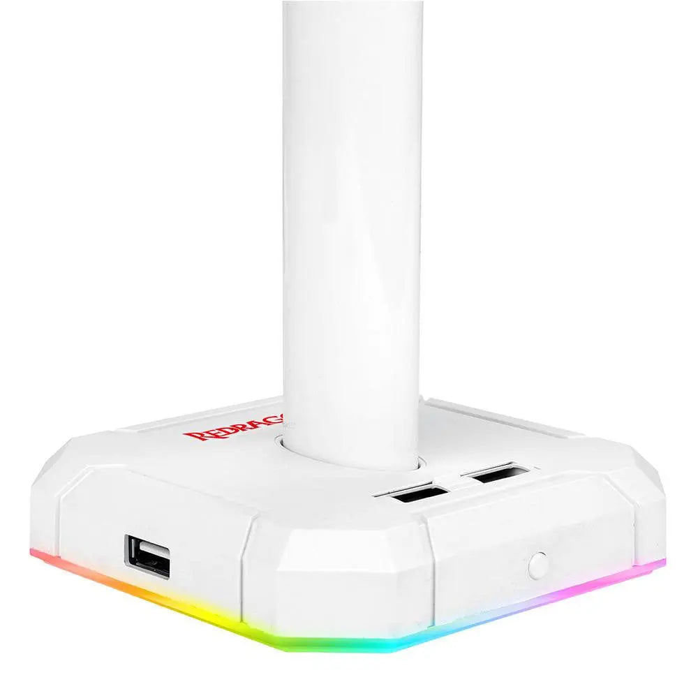 Suporte p/ Headset RGB Scepter Lunar White Redragon C/ 4 Portas Usb Branco - HA300-W Truedata