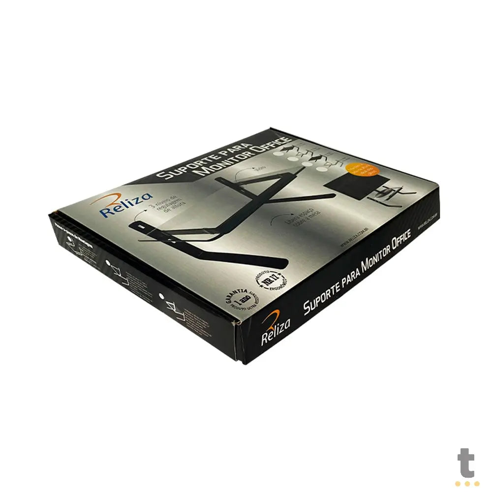 Suporte para Monitor Office em Vidro C/ Ajuste Reliza Preto - 007025 Truedata