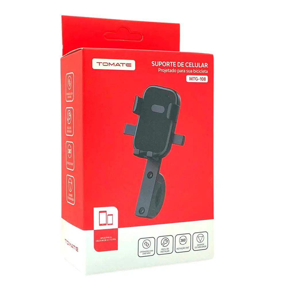 Suporte para Smartphone 4.7 a 7.2 Pols p/ Bicicleta e Moto Tomate C/ Rotação - MTG-108 Truedata