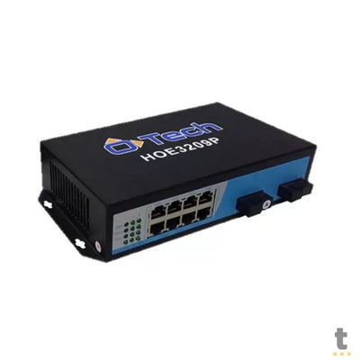 Switch 08 Portas Gigabit 10/100/1000 Mbps O-Tech POE+ 2FX SM 20Km SC/UPC - HOE3209P