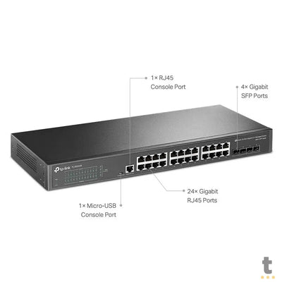 Switch 24 Portas Gigabit 10/100/1000 + 2 Portas SFP Tp-Link Gerenciavel - TL-SG3428