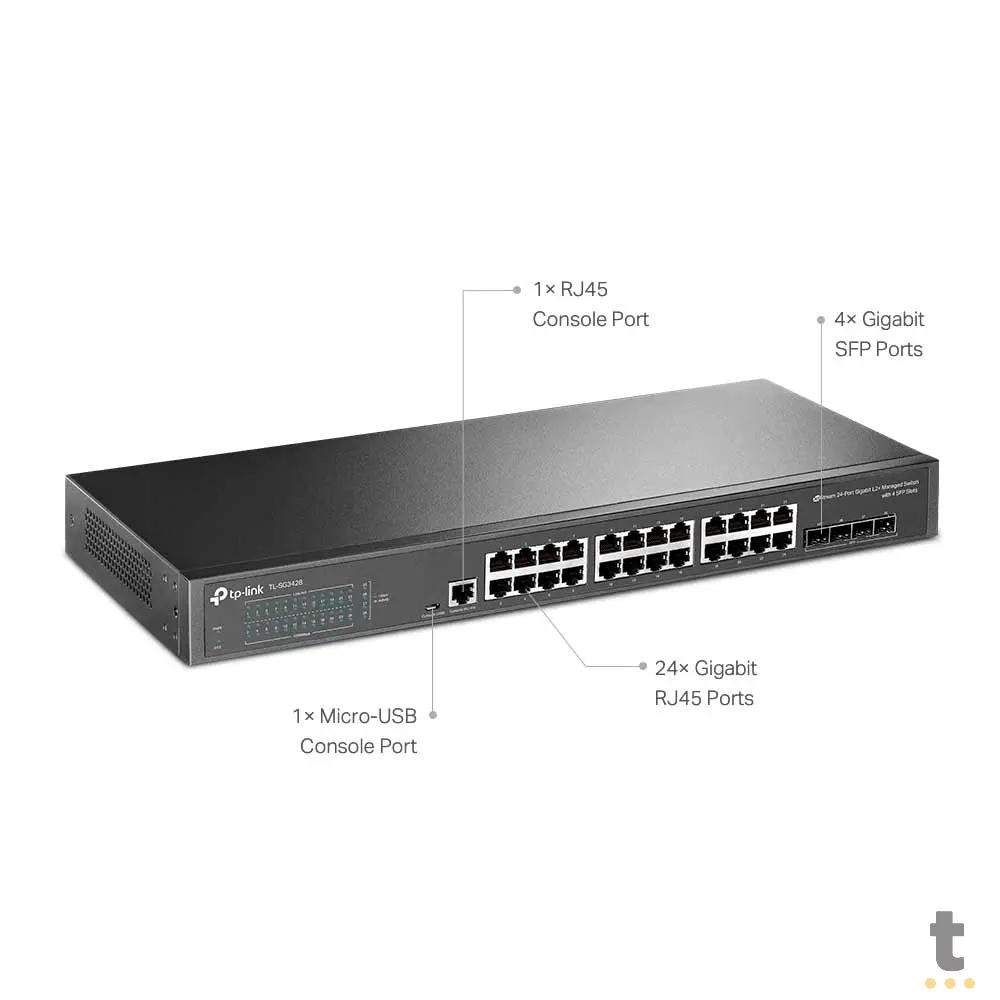 Switch 24 Portas Gigabit 10/100/1000 + 4 Portas SFP Tp-Link Gerenciavel - TL-SG3428 Truedata