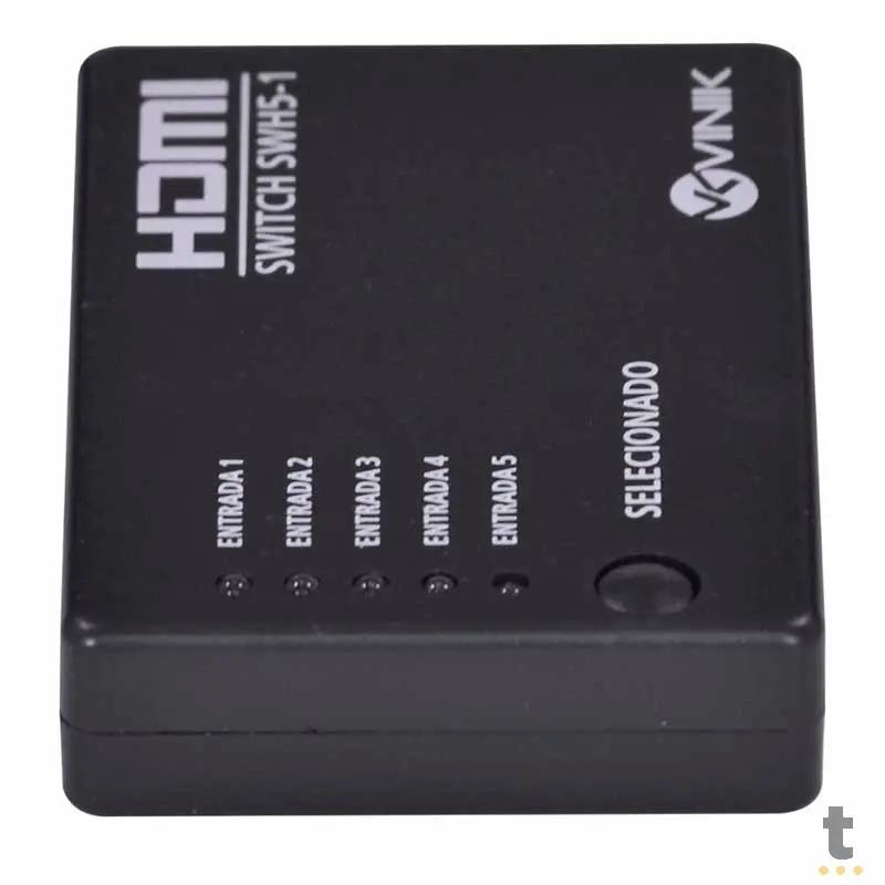 Switch Hdmi 5 Portas Vinik - Controle Remoto - Conecta Até 5 Aparelhos Em 1 Monitor Truedata