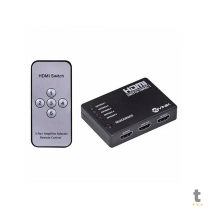 Switch Hdmi 5 Portas Vinik - Controle Remoto - Conecta Até 5 Aparelhos Em 1 Monitor Truedata