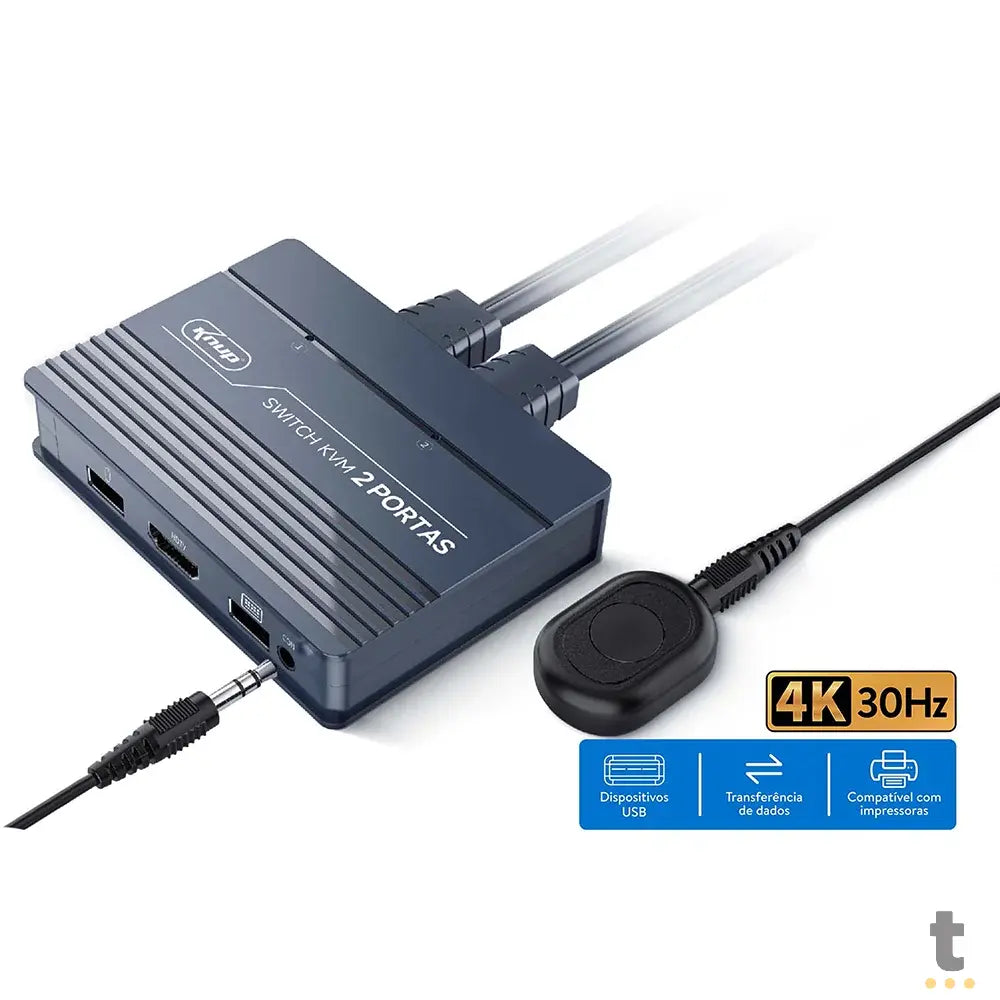 Switch Kvm HDMI 2 Portas + Usb Knup 4K 30Hz - KP-AD164 Truedata