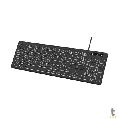 Teclado Com Fio Usb Multi Retroiluminado Led Branco Soft Silence Preto - TC268 Truedata