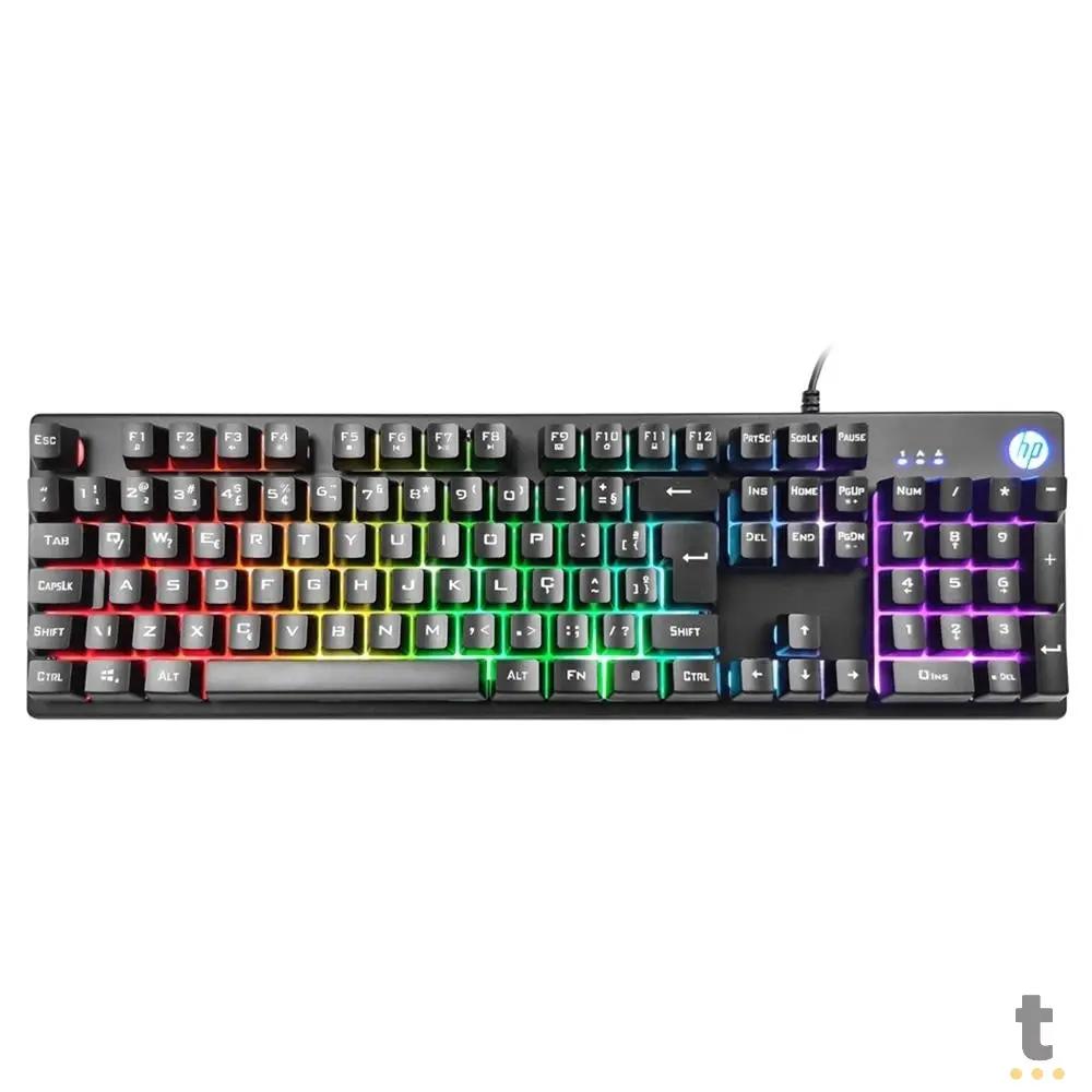Teclado Gamer HP Usb Led Preto C/ RGB - K500F Truedata