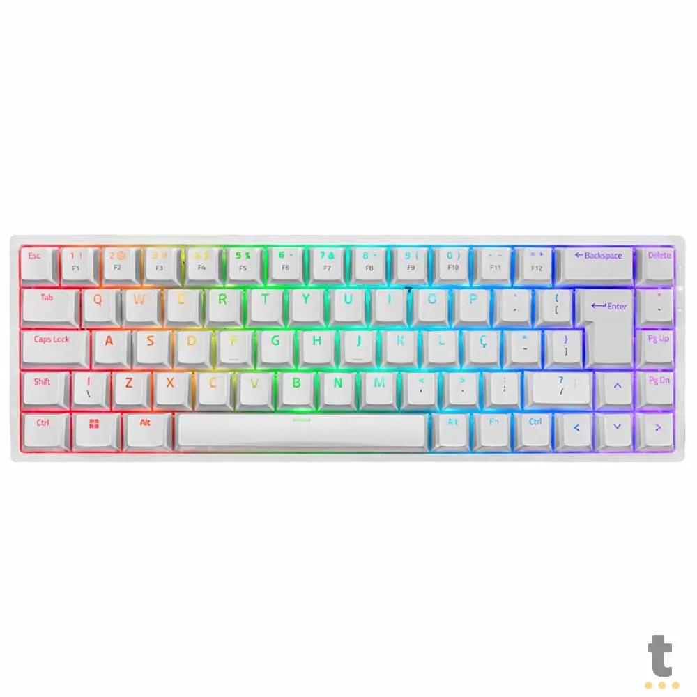 Teclado Gamer Mecanico Akko 3068B Plus White Switch Akko Orange RGB Branco Truedata