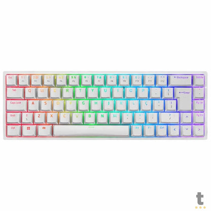 Teclado Gamer Mecanico Akko 3068B Plus White Switch Akko Orange RGB Branco Truedata