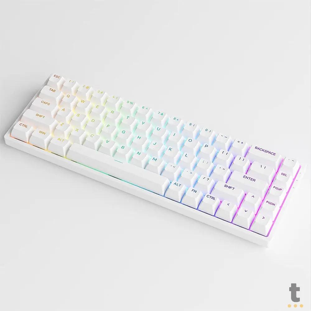 Teclado Gamer Mecanico Akko Asa 3068V2 Switch Jelly Pink RGB Branco Truedata