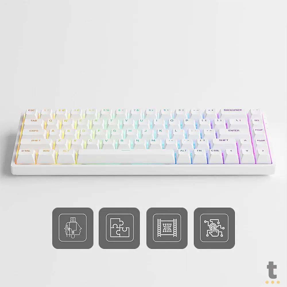 Teclado Gamer Mecanico Akko Asa 3068V2 Switch Jelly Pink RGB Branco Truedata