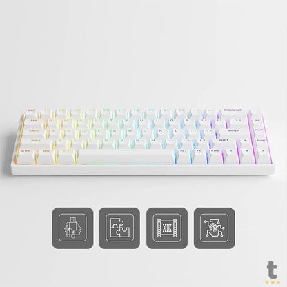 Teclado Gamer Mecanico Akko Asa 3068V2 Switch Jelly Pink RGB Branco Truedata