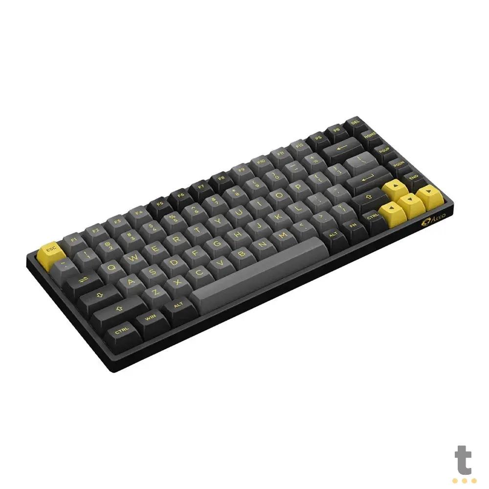 Teclado Gamer Mecanico Akko Asa 3084B Plus Switch Jelly Pink Preto e Amarelo Truedata
