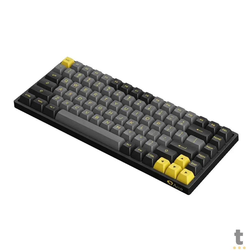 Teclado Gamer Mecanico Akko Asa 3084B Plus Switch Jelly Pink Preto e Amarelo Truedata