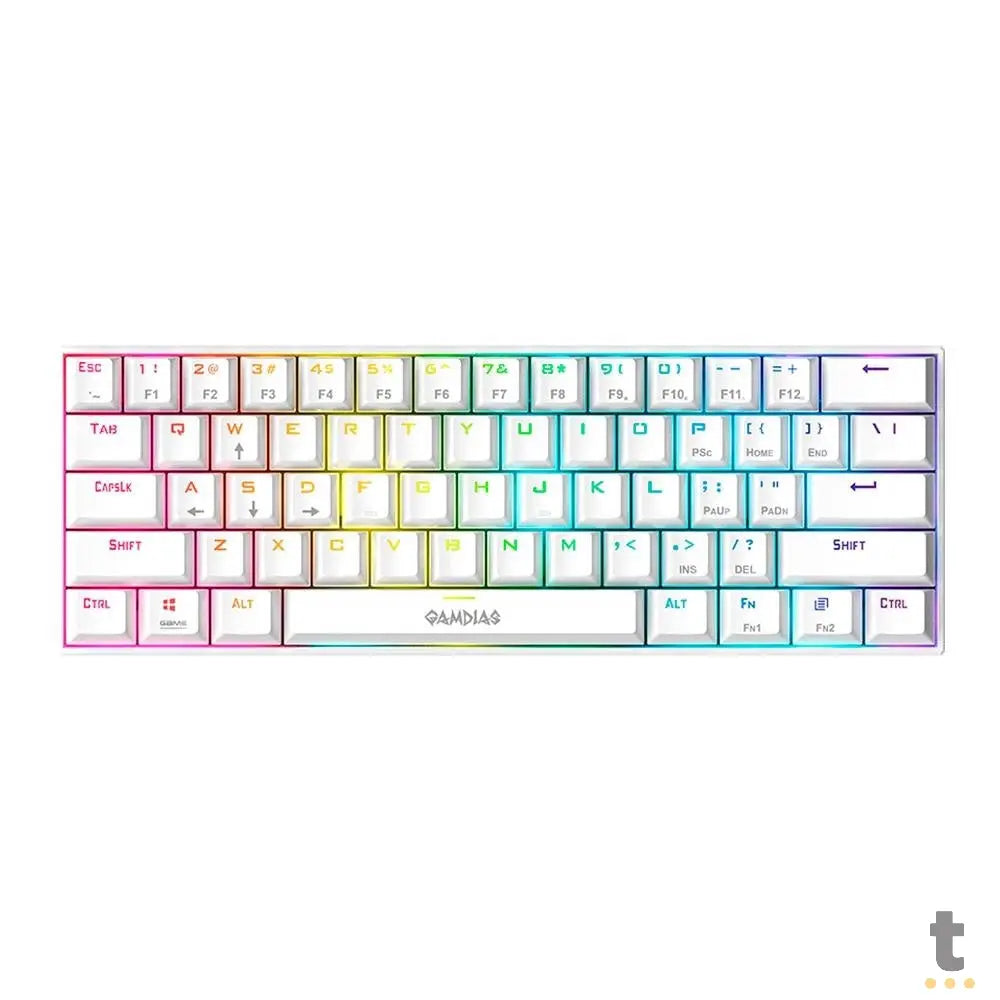 Teclado Gamer Mecanico Gamdias Hermes E3 RGB Switch Brown Branco - HERMES E3 RGB(US/BROWN/WH) Truedata