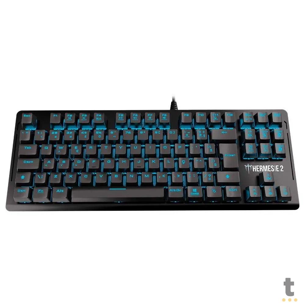 Teclado Gamer Mecanico Gamdias Led Azul Preto - HERMES E2 BLUE (BR/RED) Truedata