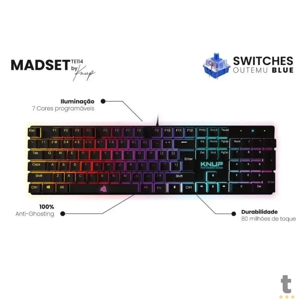 Teclado Gamer Mecanico Knup USB RGB Anti Ghost - KP-TE114 Truedata