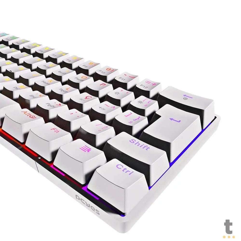 Teclado Gamer Mecanico PCYes Zot Outemu Blue Hotswap Abnt2 RGB Branco - PZWOHBLRGB Truedata