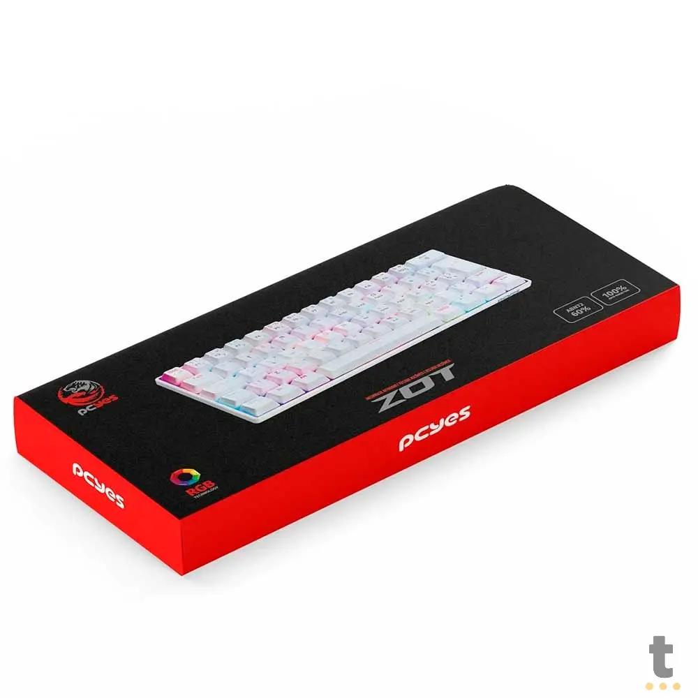 Teclado Gamer Mecanico PCYes Zot Outemu Blue Hotswap Abnt2 RGB Branco - PZWOHBLRGB Truedata