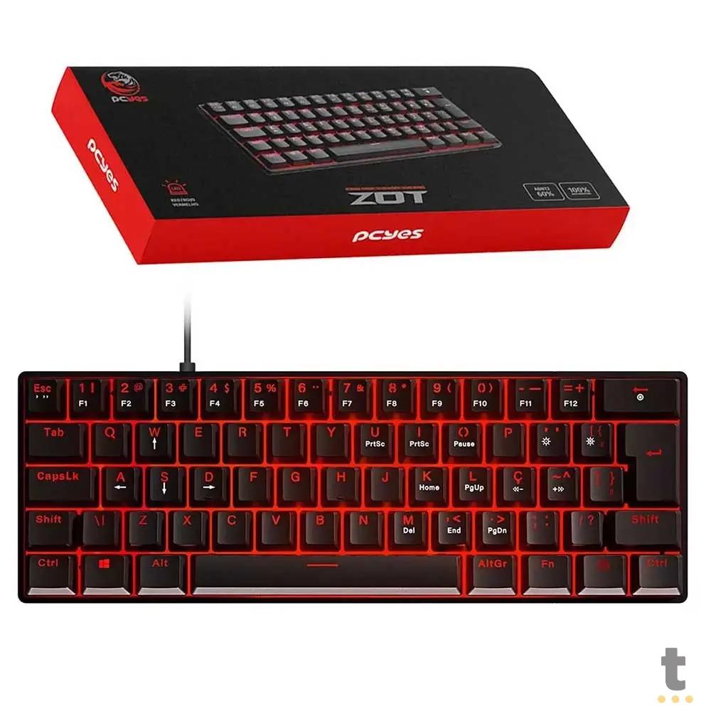 Teclado Gamer Mecanico PCYes Zot Outemu Brown Hotswap Abnt2 Led Vermelho Preto - PZOHBWV Truedata