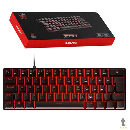 Teclado Gamer Mecanico PCYes Zot Outemu Brown Hotswap Abnt2 Led Vermelho Preto - PZOHBWV Truedata
