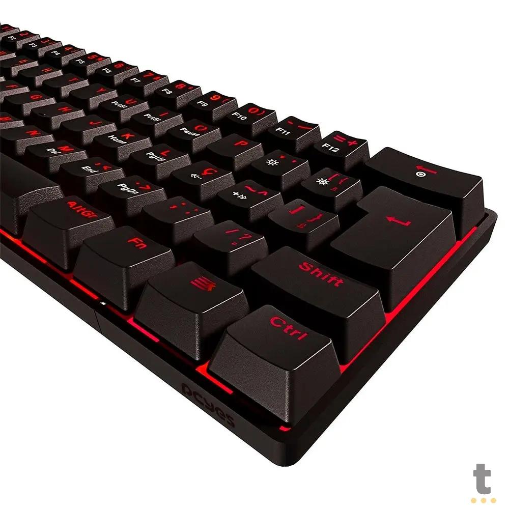 Teclado Gamer Mecanico PCYes Zot Outemu Red Hotswap Led Vermelho Preto - PZOHRDV Truedata