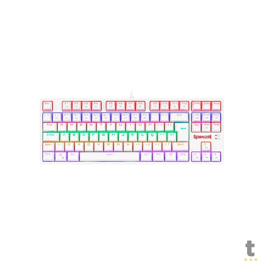 Teclado Gamer Mecânico Redragon Daksa Lunar Branco Rainbow Switch Blue - K576W-R (PT-BLUE) Truedata