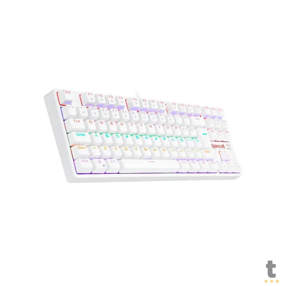 Teclado Gamer Mecânico Redragon Daksa Lunar Branco Rainbow Switch Blue - K576W-R (PT-BLUE) Truedata