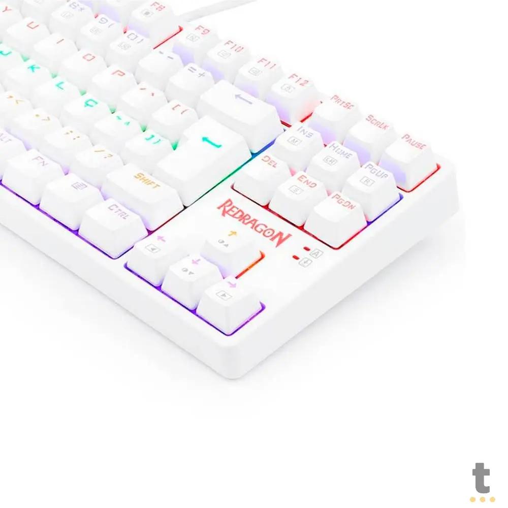 Teclado Gamer Mecânico Redragon Daksa Lunar Branco Rainbow Switch Blue - K576W-R (PT-BLUE) Truedata