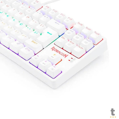Teclado Gamer Mecânico Redragon Daksa Lunar Branco Rainbow Switch Blue - K576W-R (PT-BLUE) Truedata