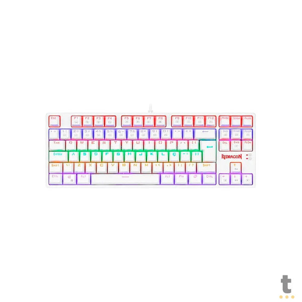 Teclado Gamer Mecânico Redragon Daksa Lunar Branco Rainbow Switch Blue - K576W-R (PT-BLUE)