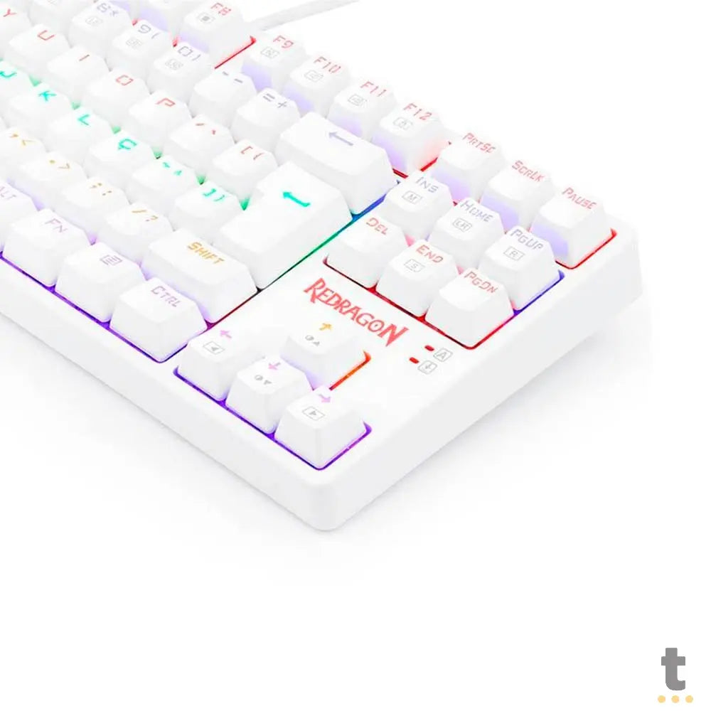 Teclado Gamer Mecânico Redragon Daksa Lunar Branco Rainbow Switch Blue - K576W-R (PT-BLUE) Truedata