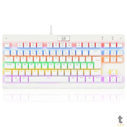 Teclado Gamer Mecânico Redragon Dark Avenger Lunar White RGB Branco - K568W-R - Switch Red Truedata