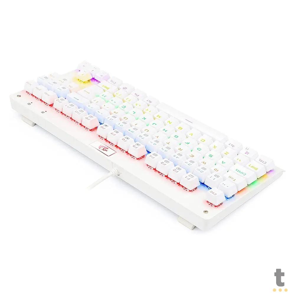 Teclado Gamer Mecânico Redragon Dark Avenger Lunar White RGB Branco - K568W-R - Switch Red Truedata