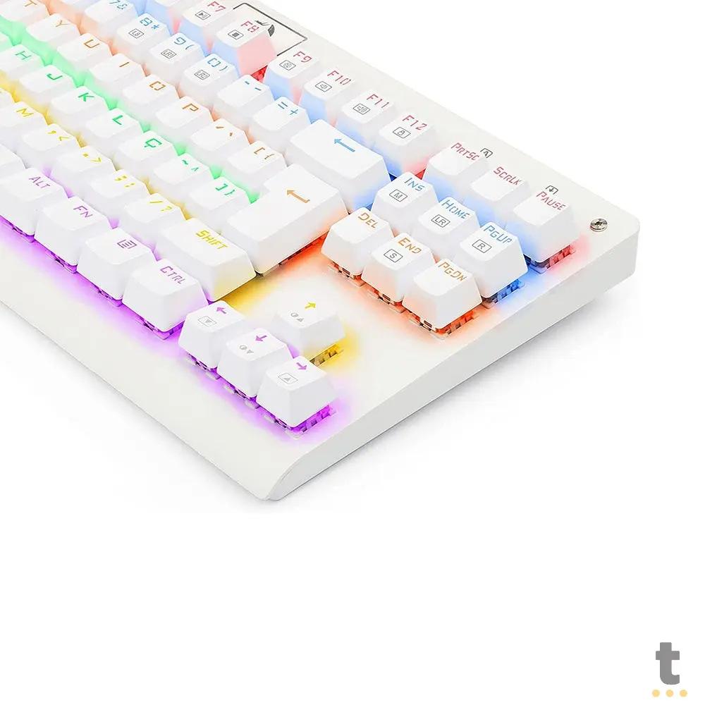 Teclado Gamer Mecânico Redragon Dark Avenger Lunar White RGB Branco - K568W-R - Switch Red Truedata