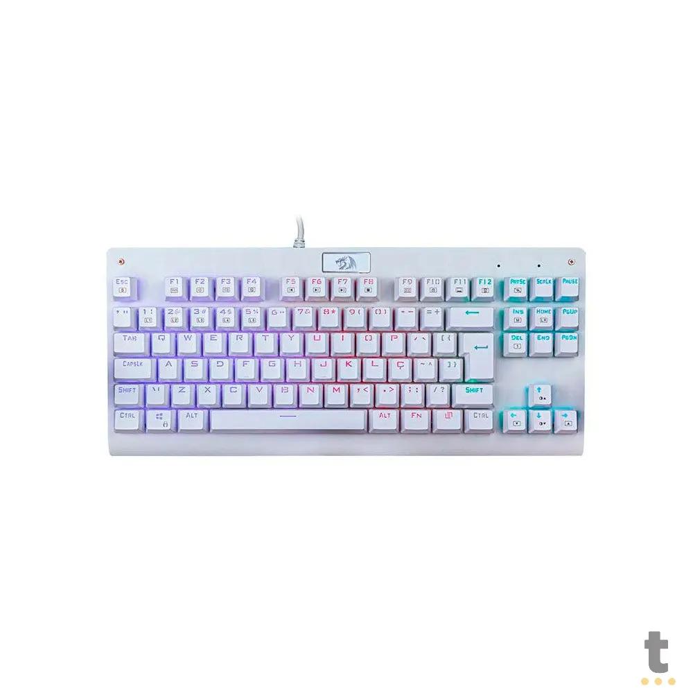 Teclado Gamer Mecânico Redragon Dark Avenger Lunar White RGB Branco - K568W-RGB - Switch Blue Truedata