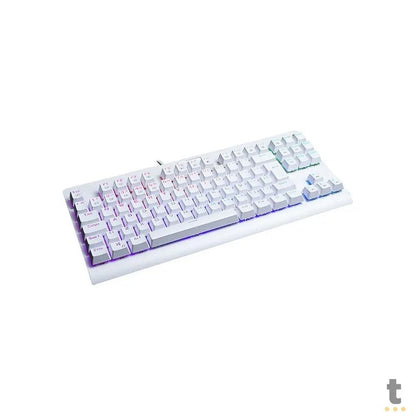 Teclado Gamer Mecânico Redragon Dark Avenger Lunar White RGB Branco - K568W-RGB - Switch Blue Truedata