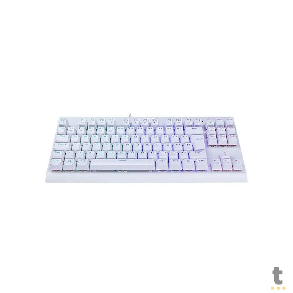 Teclado Gamer Mecânico Redragon Dark Avenger Lunar White RGB Branco - K568W-RGB - Switch Blue Truedata