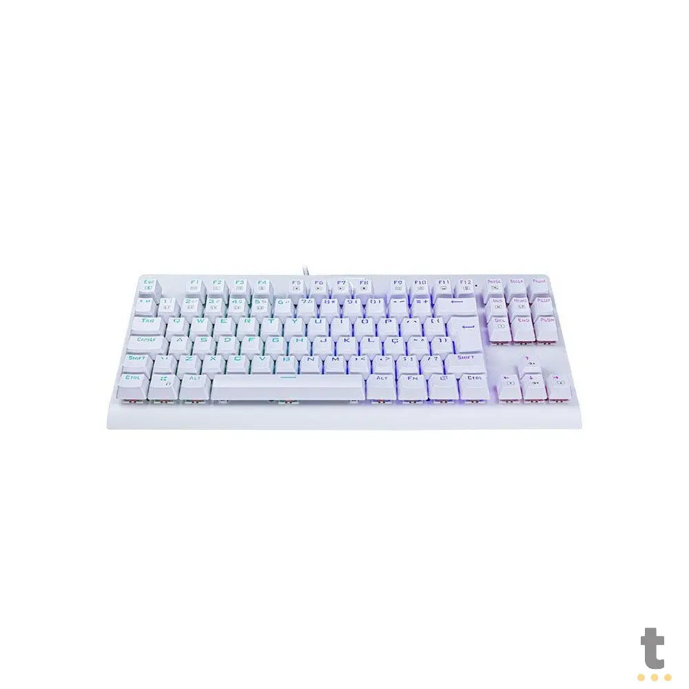 Teclado Gamer Mecânico Redragon Dark Avenger Lunar White RGB Branco - K568W-RGB - Switch Red Truedata