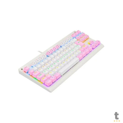 Teclado Gamer Mecânico Redragon Dark Avenger Rainbow RGB Branco e Rosa - K568WP-R (PT-BROWN) Truedata