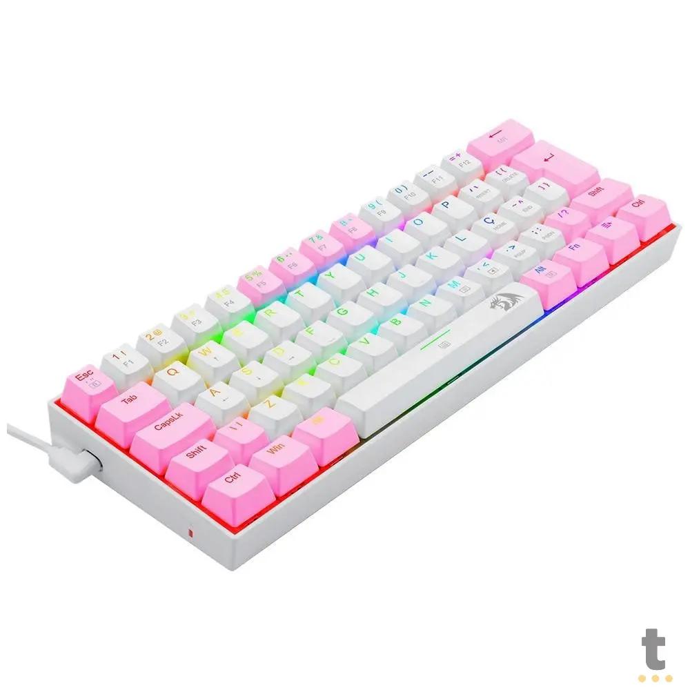 Teclado Gamer Mecânico Redragon Dragonborn RGB Switch Azul Branco e Rosa - K630PW-RGB (PT-BLUE) Truedata