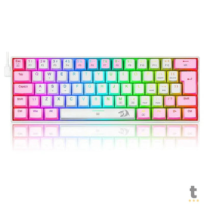 Teclado Gamer Mecânico Redragon Dragonborn RGB Switch Azul Branco e Rosa - K630PW-RGB (PT-BLUE)