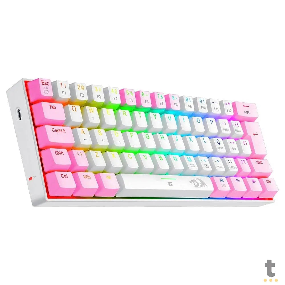 Teclado Gamer Mecânico Redragon Dragonborn RGB Switch Azul Branco e Rosa - K630PW-RGB (PT-BLUE) Truedata