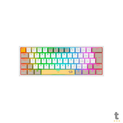 Teclado Gamer Mecânico Redragon Fizz Branco / Cinza RGB Switch Marrom - K617RGB-YL WT GY Truedata