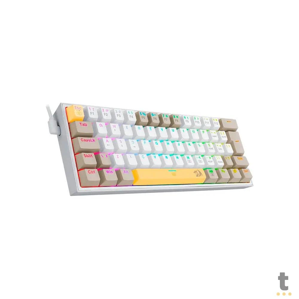 Teclado Gamer Mecânico Redragon Fizz Branco / Cinza RGB Switch Marrom - K617RGB-YL WT GY Truedata