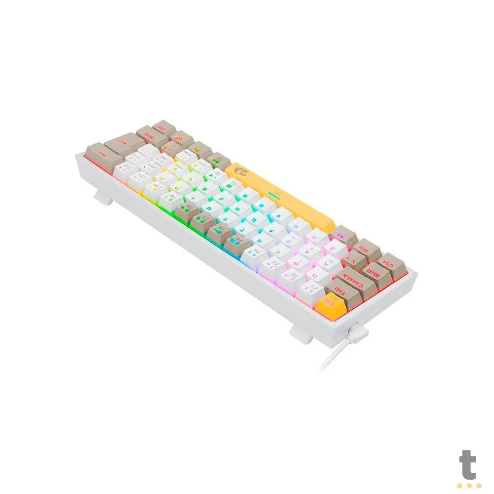 Teclado Gamer Mecânico Redragon Fizz Branco / Cinza RGB Switch Marrom - K617RGB-YL WT GY Truedata