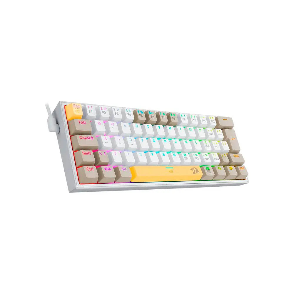 Teclado Gamer Mecânico Redragon Fizz Branco / Cinza RGB Switch Marrom - K617RGB-YL WT GY Truedata