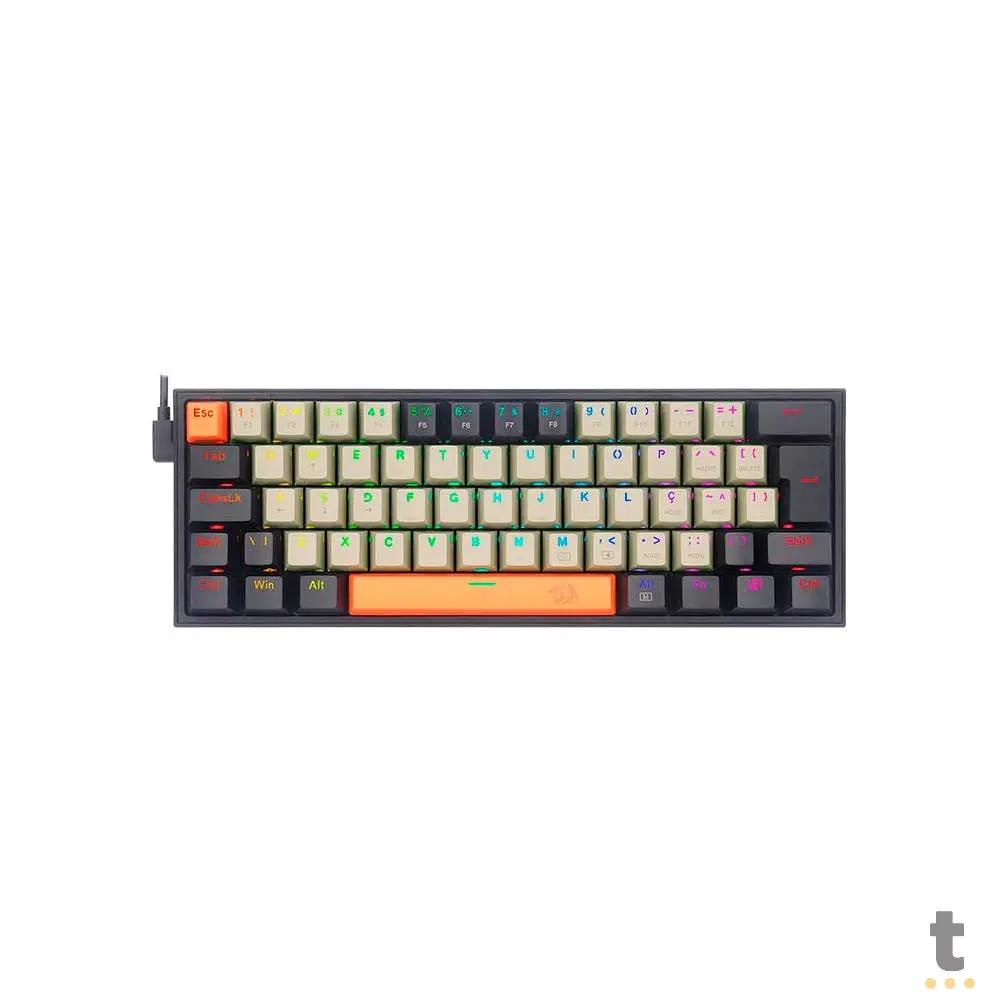 Teclado Gamer Mecânico Redragon Fizz Laranja / Cinza / Preto RGB Switch Marrom - K617RGB-OG GY BK Truedata